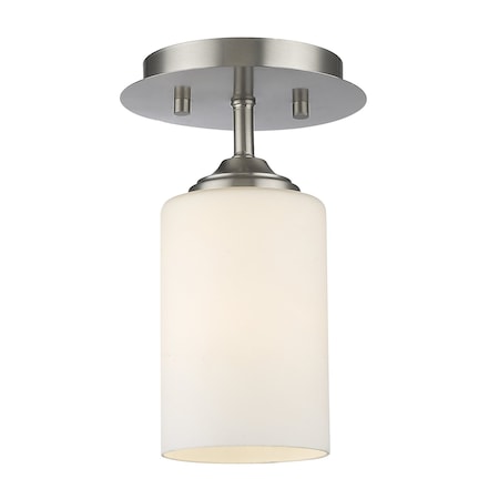 Z-Lite Bordeaux 1 Light Flush Mount, Brushed Nickel & Matte Opal 435F1-BN